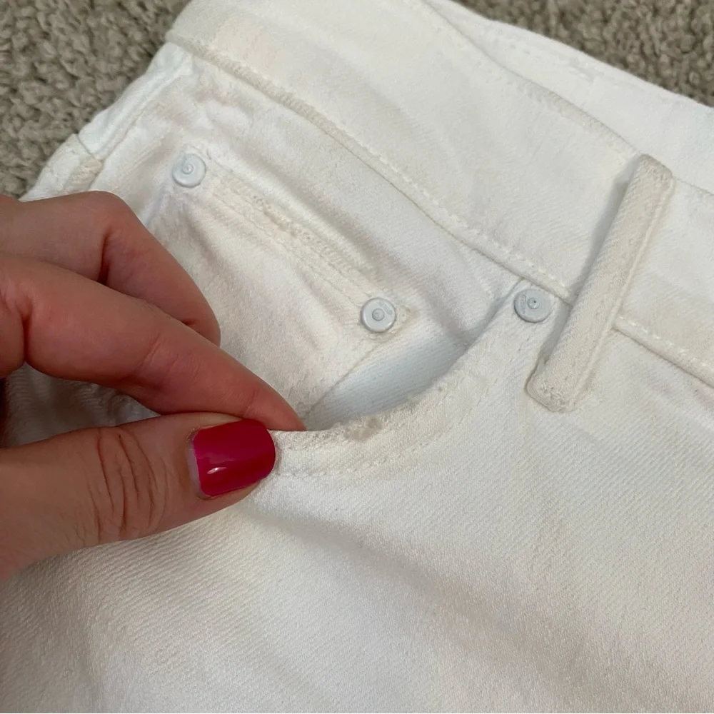 MOTHER White Denim Long Jean Shorts